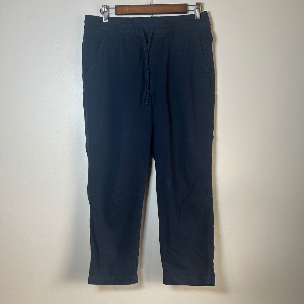 GAP Easy Pant Women Medium NavyBlue Elastic Drawstring Cotton Blend Straight Leg